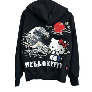 Hello Kitty Karakuri Soul Ukiyoe Zip Hoodie‎ Small Embroidered Great Wave Japan